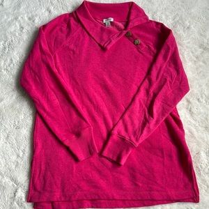 Pink pull over sweater with buttons and collar